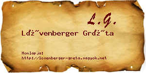 Lövenberger Gréta névjegykártya